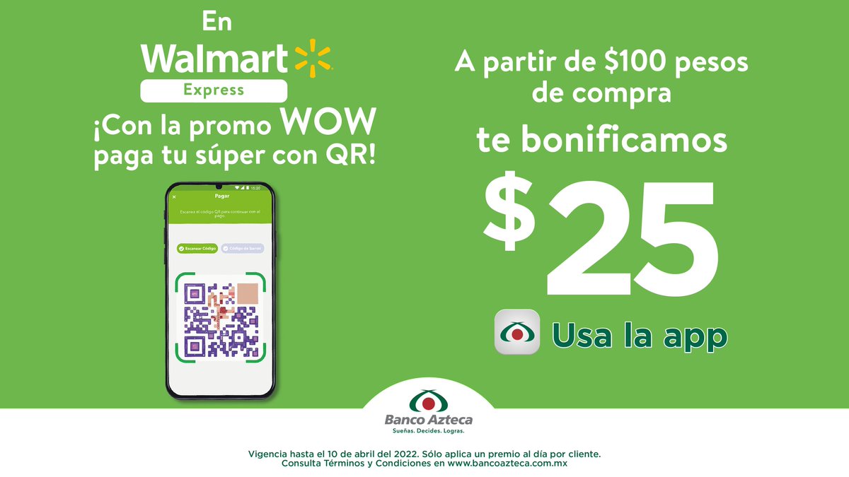 walmart_express's tweet photo. Comienza a pagar desde tu celular y di WOW con Walmart Express y Banco Azteca. Descarga la app. #AhorrarEsUnaRealidad https://t.co/IP9wBdvPH6