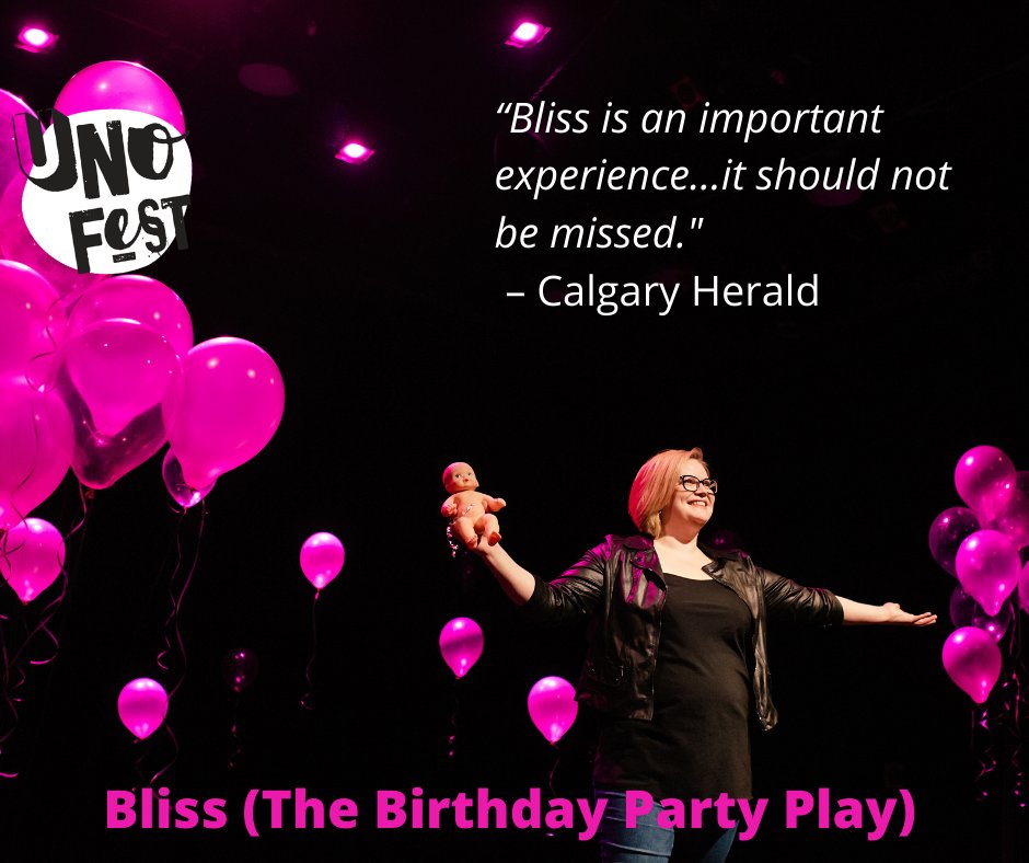 Bliss (The Birthday Party Play) created &amp; performed by Jamie Dunsdon, a critically acclaimed solo show from Verb Theatre and a hit at the High Performance Rodeo in Calgary comes to UNO Fest, April 29 &amp; 30. Save 15% with Earlybird tickets until April 14. intrepidtheatre.com/shows/bliss-th…
