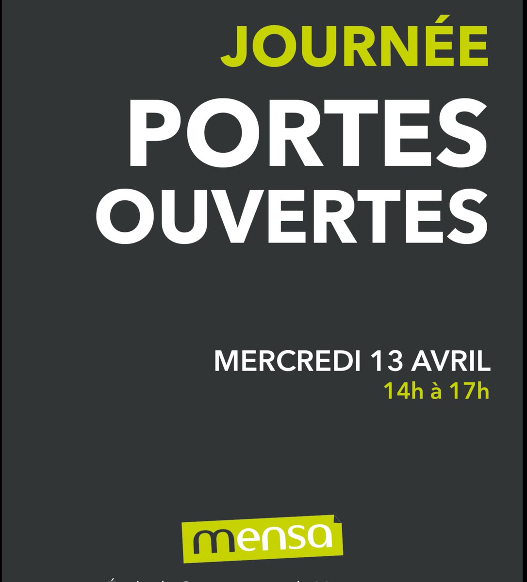 MENSAFORMATION's tweet image. Vous avez raté notre session d'#admission ? 😱 Pas de panique ! Participez à notre journée portes ouvertes ! Rencontrez-nous et visitez nos locaux 📆 Mercredi 13 avril 🕑 De 14h à 17h. #professionnalisation #apprentissage #CFA #orientation #formation #rentrée2022 #jpo #alternance
