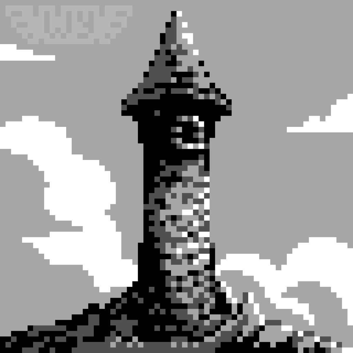wingedyeti's tweet photo. #tower #pixelart for @Pixel_Dailies #pixel_dailies 

Tower is 20x60
Canvas is 64x64
4 colors https://t.co/SFtx9qaG0H