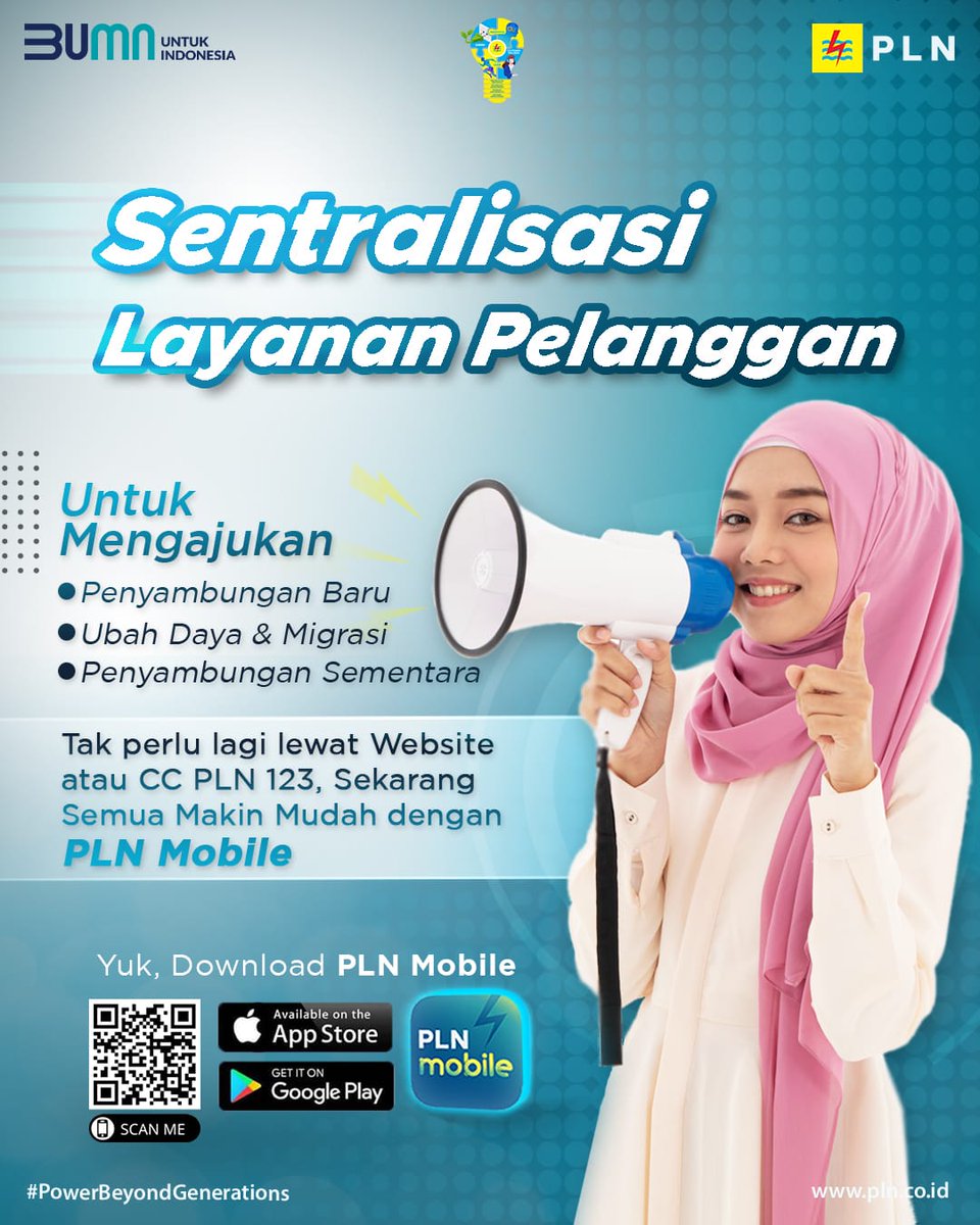 _pln_id's tweet photo. Electrizen, PLN melakukan pengalihan seluruh layanan kelistrikan seperti penyambungan baru, ubah daya dan migrasi, serta penyambungan sementara dari website PLN dan Contact Center PLN 123 ke dalam satu aplikasi PLN Mobile. 
#PLN #SemuaMakinMudah #PowerBeyondGenerations #PLNMobile https://t.co/bTwi4kDgto