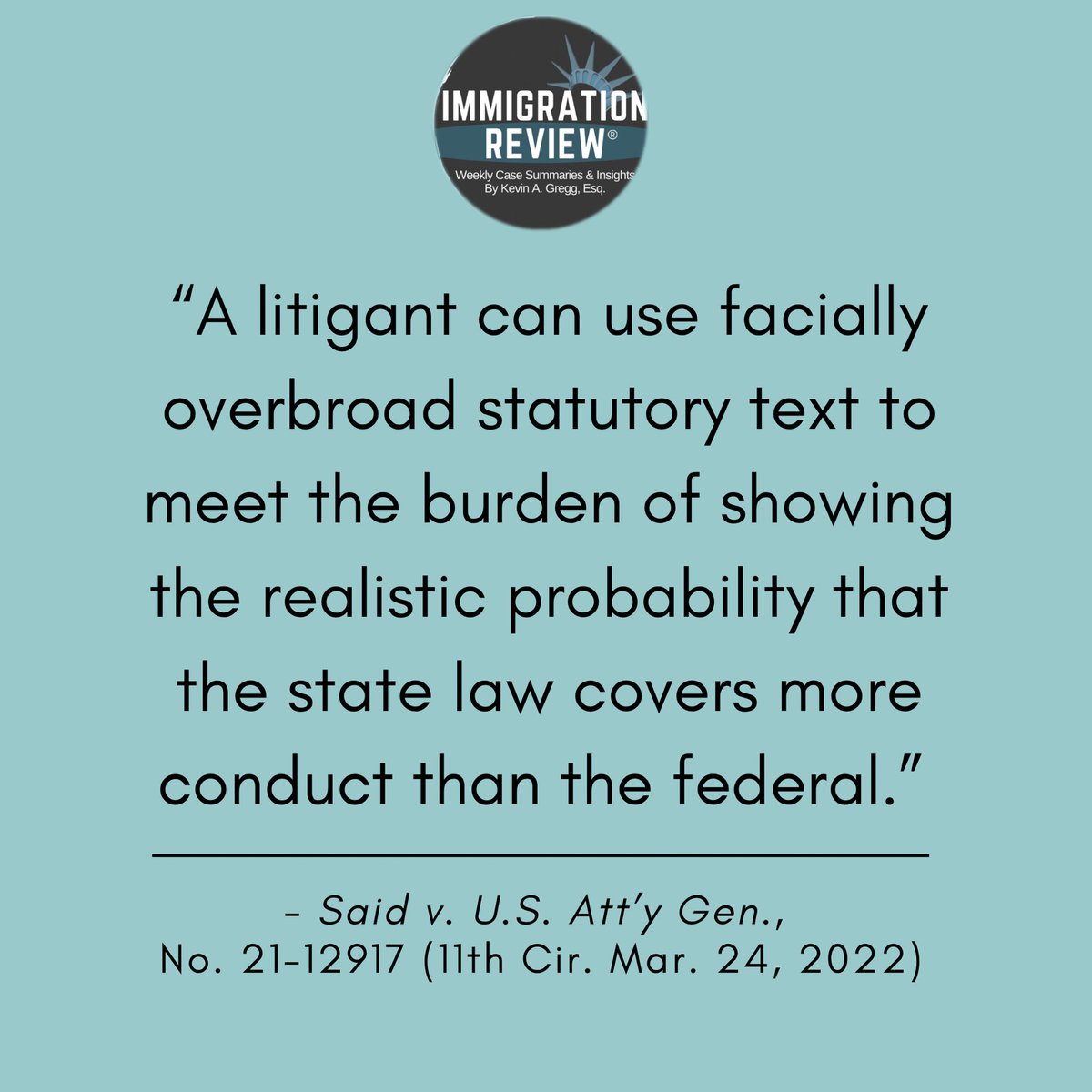 immreview's tweet photo. 💡No more doubts!  Ramos remains good law in the CA11, and Florida’s definition of marijuana is overbroad.  What a case! —as referenced in Ep. 100 at https://t.co/XHawQIhDvW or your podcast app! #icymi https://t.co/b1XNorGhWd
