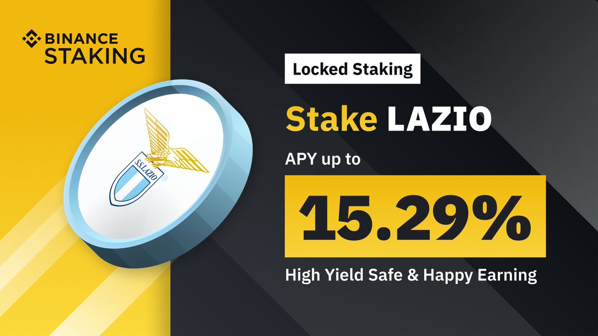 binance's tweet photo. #Binance Staking launches $LAZIO staking with up to 15.29% APY

@OfficialSSLazio

➡️ https://t.co/6nQBkqK4cM https://t.co/tSYIQ7MASr