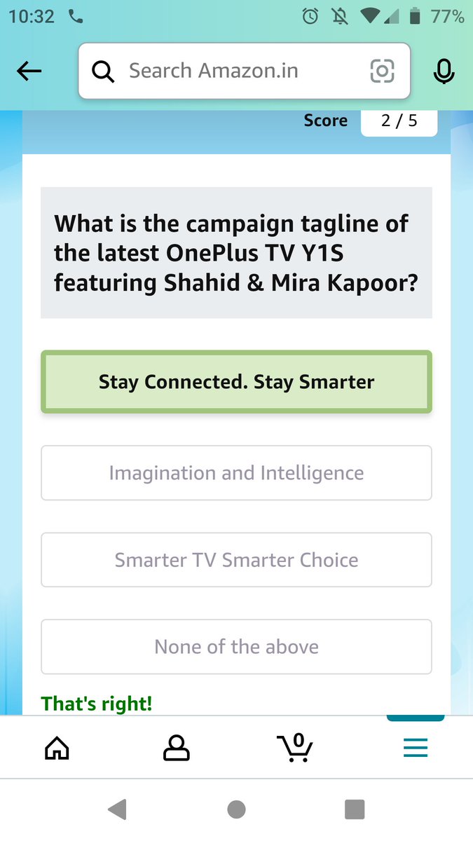 manish100786's tweet image. Thanks for the quiz @OnePlus_IN @amazonIN #SmarterTVSmarterchoice

#Ans2