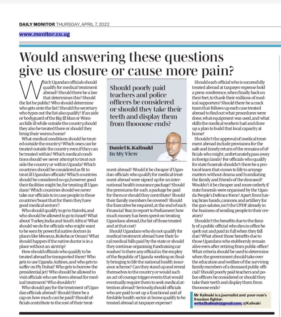 PatriqKanyomozi's tweet image. ....ebibuzo binji nga answer ntono🎶

✍ @Kalinaki in today's @DailyMonitor