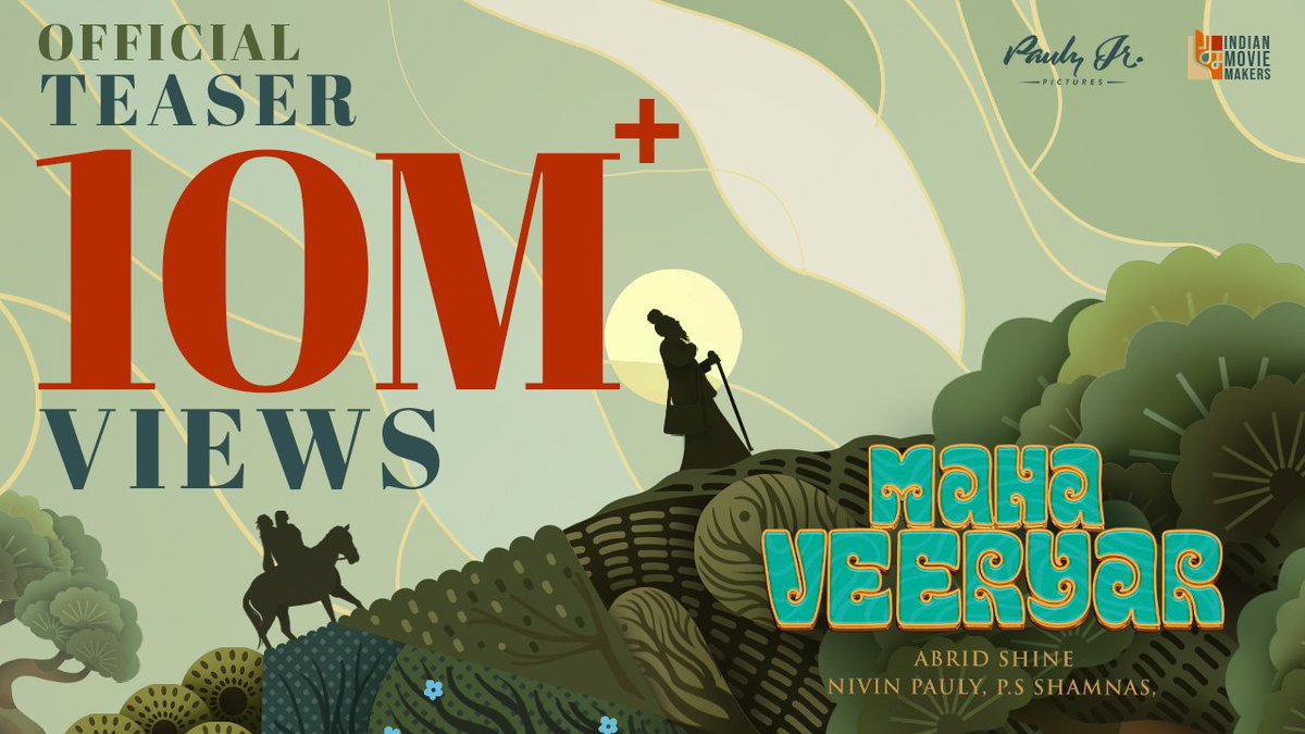 Gurusoman's tweet photo. Fastest Malayalam teaser to reach 1 Cr views..! 💥🔥♥️
#Mahaveeryar to offer an entirely different visual experience to all.
#MahaveeryarTeaser #nivinpauly #asifali #AbridShine https://t.co/SGXXLSK3gU