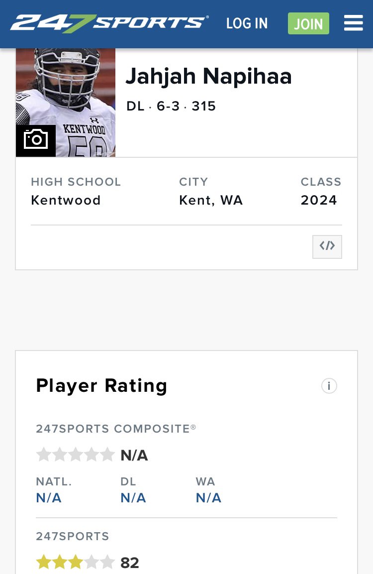 jahjahnapihaa's tweet photo. Appreciate the 3 ⭐️ @247Sports @BrandonHuffman Still goin put in that work. #TrustTheProcess https://t.co/EZF95Vhrtk