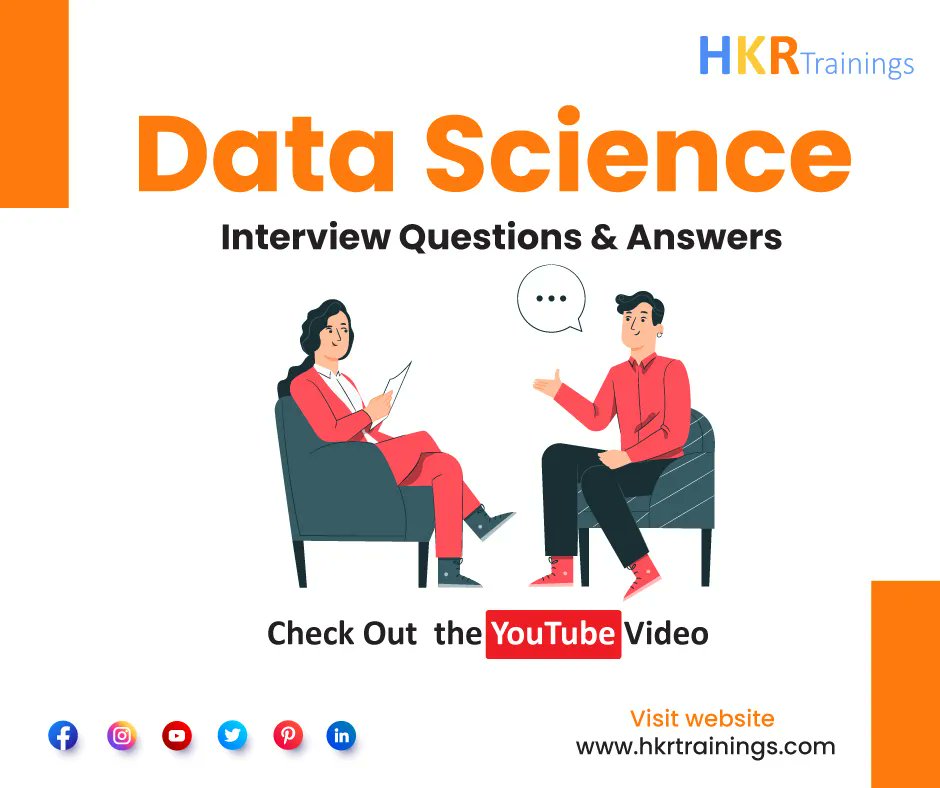 hkrtraining's tweet image. This Data Science Interview Questions and Answers video includes all the frequently asked #Interviewquestions that give you an idea to crack your #Datascienceinterview smartly.
Learn More: buff.ly/3ueFJMC
#datascienceinterviewquestions #thursdayvibes #hkrtrainings #hkr