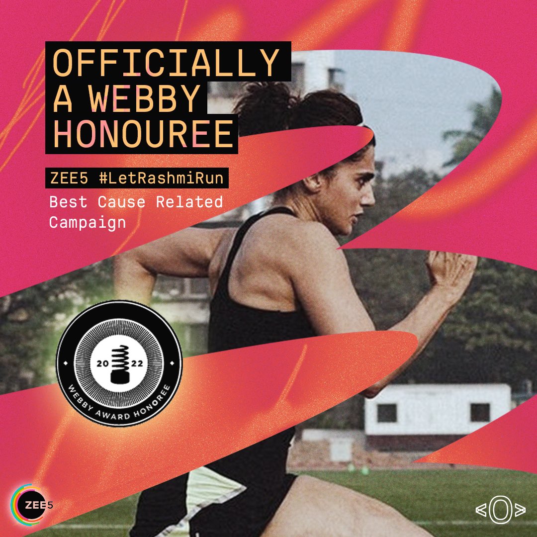 blink_india's tweet photo. Stoked our @ZEE5India #LetRashmiRun campaign is an official @TheWebbyAwards Honouree in the Best Cause Related Campaign category at the 26th Webby Awards. 

The Webby Awards received over 14,300 entires worldwide this year and this campaign is among the top 20% of all who entered https://t.co/4QTivUx9Cm