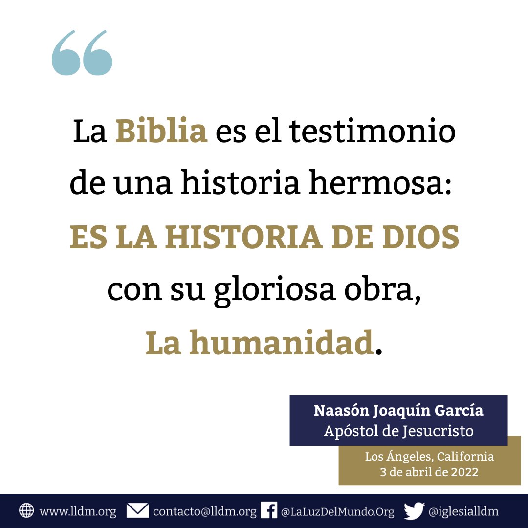 iglesialldm's tweet photo. "El cielo y la tierra pasarán, pero mis palabras no pasarán"
Mateo 24:35
Carta del Apóstol #NaasónJoaquínGarcía
#LLDM6deAbril
#SiempreAdelante https://t.co/kHSimc6dfC