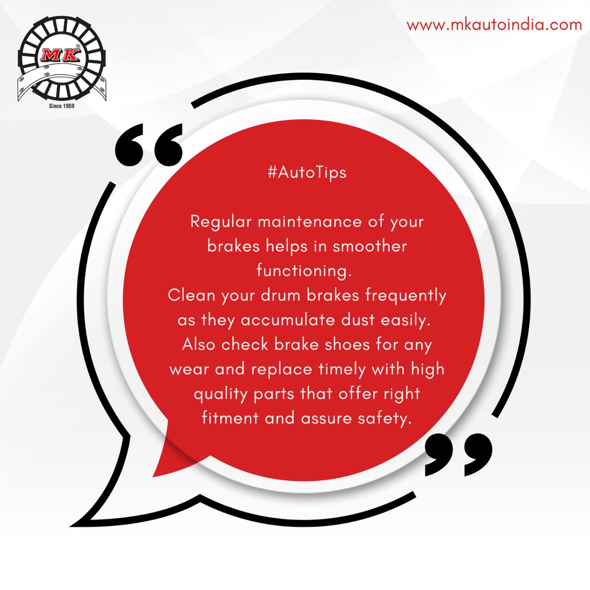 MKAutoIndia's tweet photo. Regular maintenance of your bike can give it more life. Here's an #AutoTip for you for your brakes. Save it for the future!
#MKAuto #AutoParts #FrictionTechnology #AutoTips #BikeLove #TwoWheeler #SafetyFirst https://t.co/mPIxTad7Po