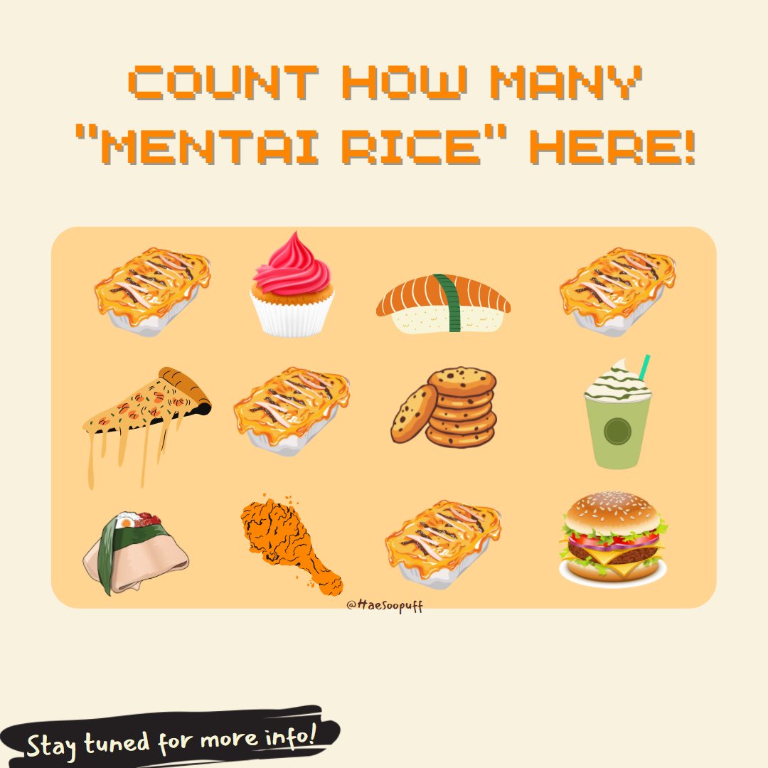 saysyaff_'s tweet photo. The delicious taste of it that will melt in your mouth.
Let’s play a game! Cuba kira berapa banyak mentai rice dalam gambar di bawah, haaa komen jawapan korang!
#HaesooMentai🍣 Wait for our launching @ 4pm! Turn our notifications.
#TeamHaesoo #HaesooMentai🍣 #Haesoopuff https://t.co/mlnNs6u9l1
