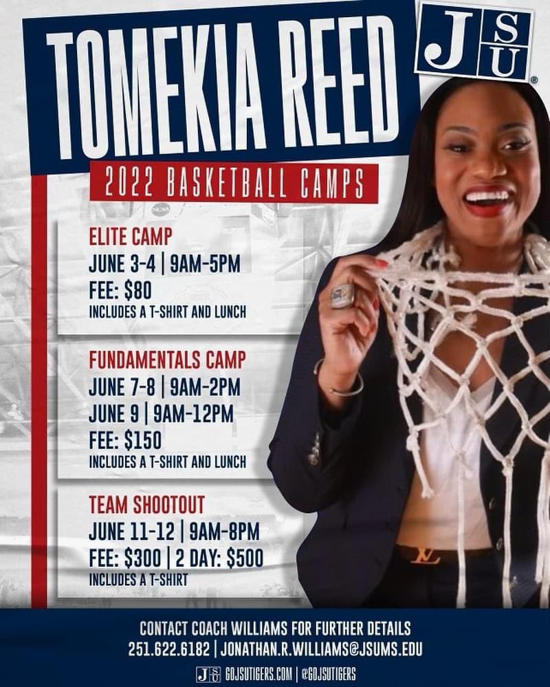 Mzcrisler1's tweet image. 🚨 RECRUITS &amp;amp; COACHES 🚨
Slots for Tomekia Reed's Summer Camps are filling up. You don't want to miss the excitement in Jackson, MS this summer!!

For registration and more information, visit  
epay.jsums.edu/C20107_ustores… .

#Inflightmode ✈️ #protecttheeblock