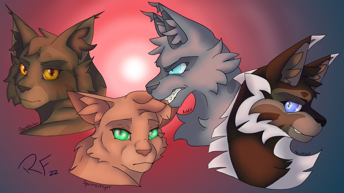 First set of characters for my animation, I wanted to get their designs down and out there.  Next set in a few days hopefully! #warriorcats