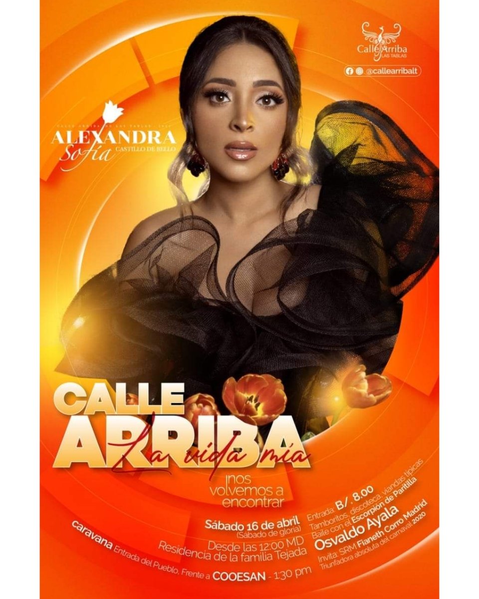 Nos volvemos a encontrar para celebrar el triunfo y el orgullo de ser <a href="/CalleArribaLT/">Calle Arriba de Las Tablas</a> el sábado 16 de abril (Sábado de Gloria), desde las 12:00 md., en la residencia de la Famila Tejada, a un costado del Gimnasio Auditorio en la Ciudad de Las Tablas.