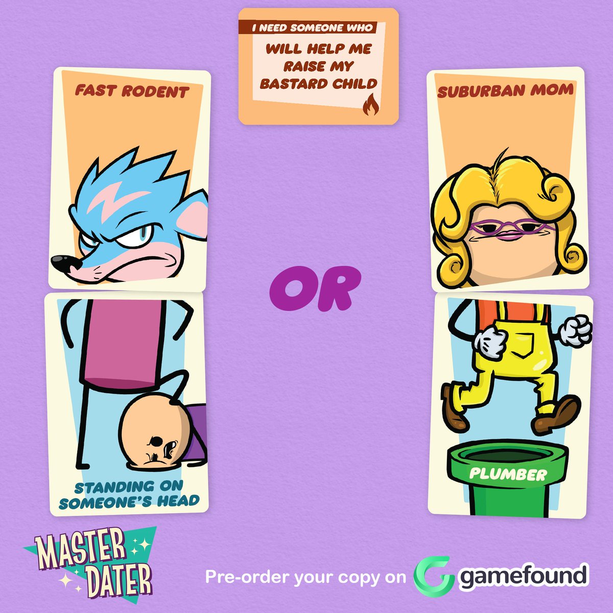 Explosm's tweet photo. Which one would you choose to help raise your lousy son? Make your most creative argument in the replies for a chance to win a free copy of Master Dater! You can also get it here: https://t.co/rBjlcxapul https://t.co/9zoki6LmCB