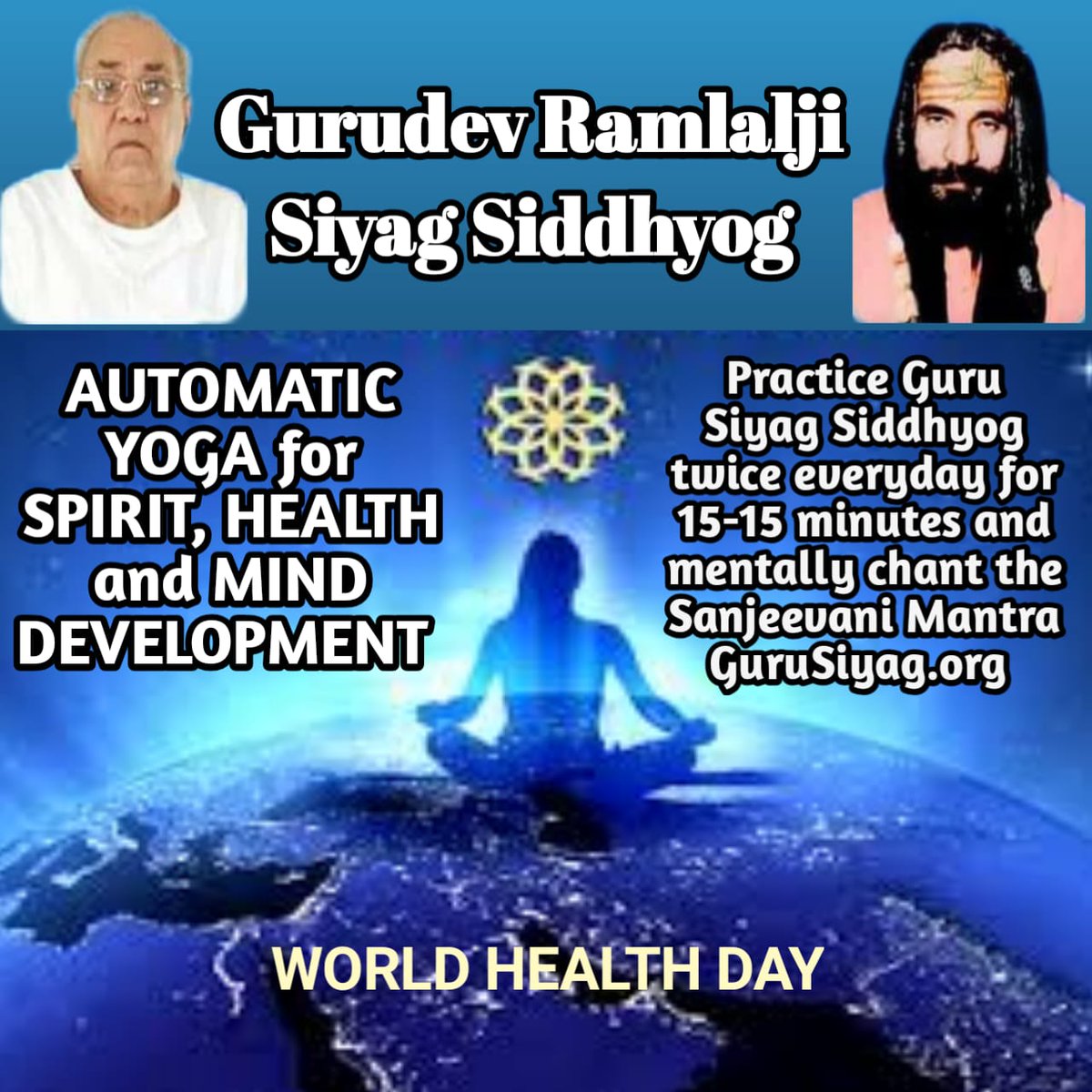For your entire health, physical, spiritual and mental health you chant the mantra given by Ramlal ji Siyag <a href="/SELFmagazine/">SELF</a>
#worldhealthdaywithyoga