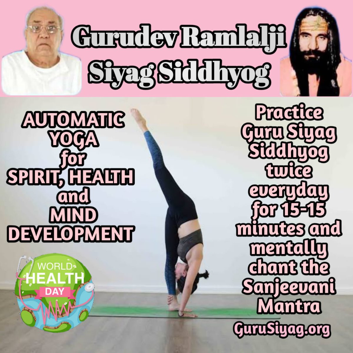 sidhyog1's tweet photo. Health is the wealth we all should practice Gurudev Ramlalji Siyag Siddhyog to achieve it. #worldhealthdaywithyoga https://t.co/0QVRmbvpJP