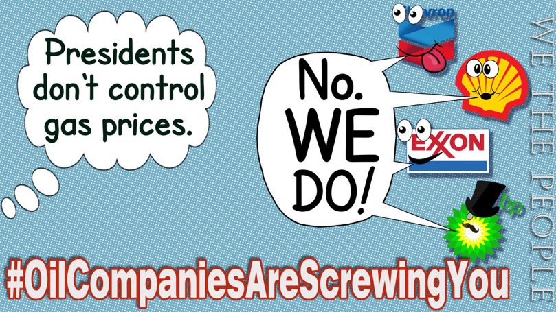 🛢️Chevron made $15.6 billion in profits last year 🛢️BP … $13 billion 🛢️Shell … $19.3 billion 🛢️Exxon … $23 billion Oil companies are using the war in Ukraine & inflation as cover so they can continue to price-gouge America #OilCompaniesAreScrewingYou #wtpBLUE wtp1300