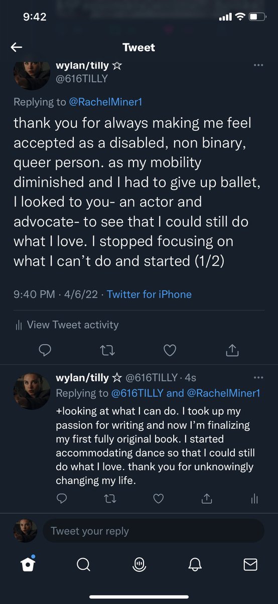 616TILLY's tweet photo. when I (rather embarrassingly) pour my heart out under Rachel Miner’s tweet https://t.co/6sN1QvOvRG