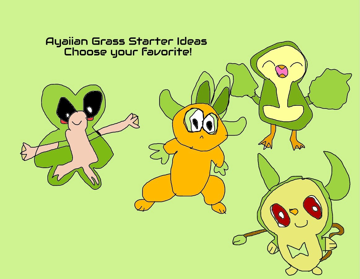 ayaifakemon's tweet photo. I've selected the four #LookingGlassAI finalists for the Ayaiian grass starter! Which one is your favorite? The winner will go on to fight the Nokemon pick for the title of Ayaiian grass starter!

(Nokemon finalists will be next!) https://t.co/Wuq9akej0z