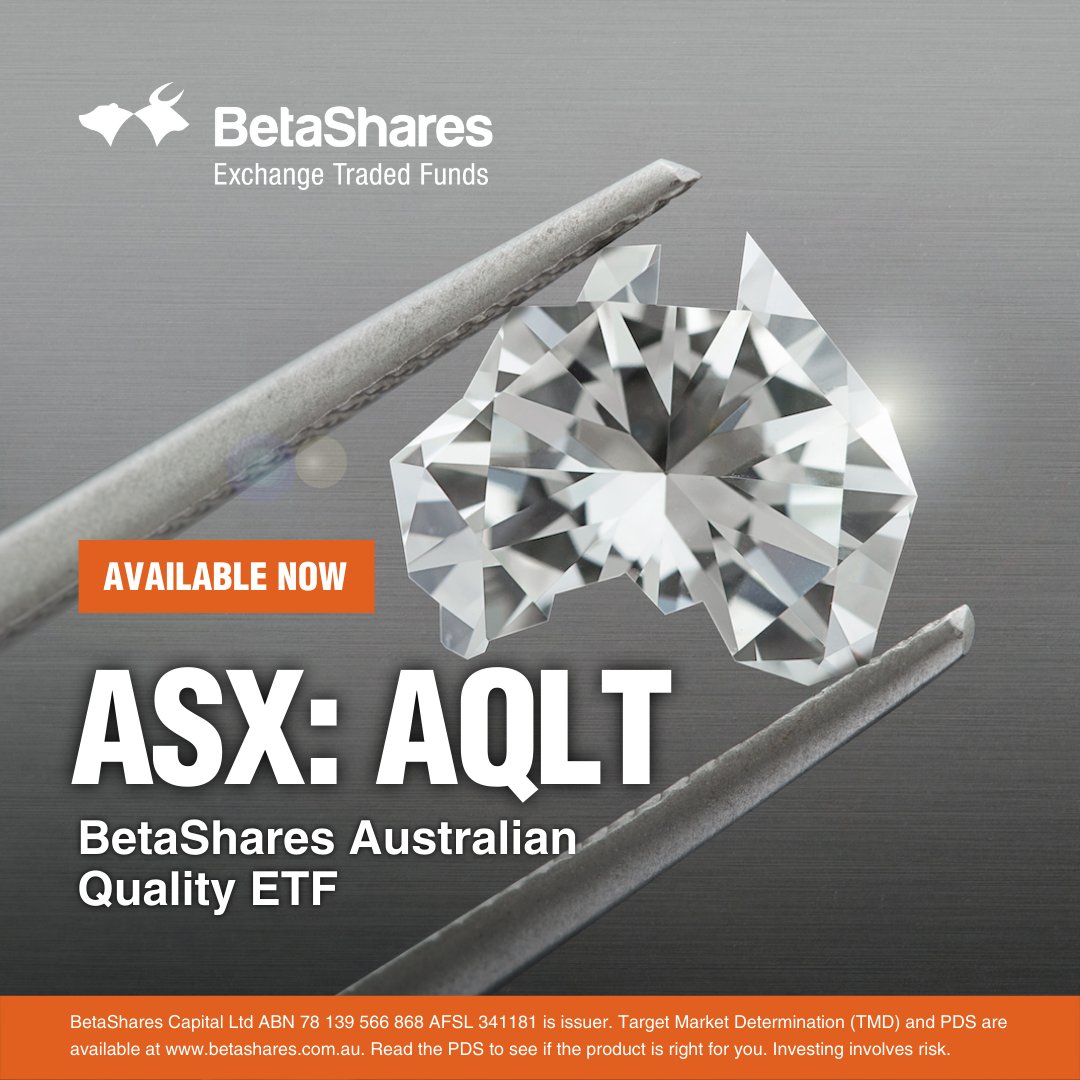 Betashares's tweet photo. Now available on the ASX - Australian Quality ETF (ASX: AQLT)
💎 Access 40 of Australia’s highest quality listed companies
✅ Selected based on high return on equity, low leverage and earnings stability
Learn more: https://t.co/MmFKf7sVl4
$AQLT #ASX #Australianequities https://t.co/HdOyVmzeXo