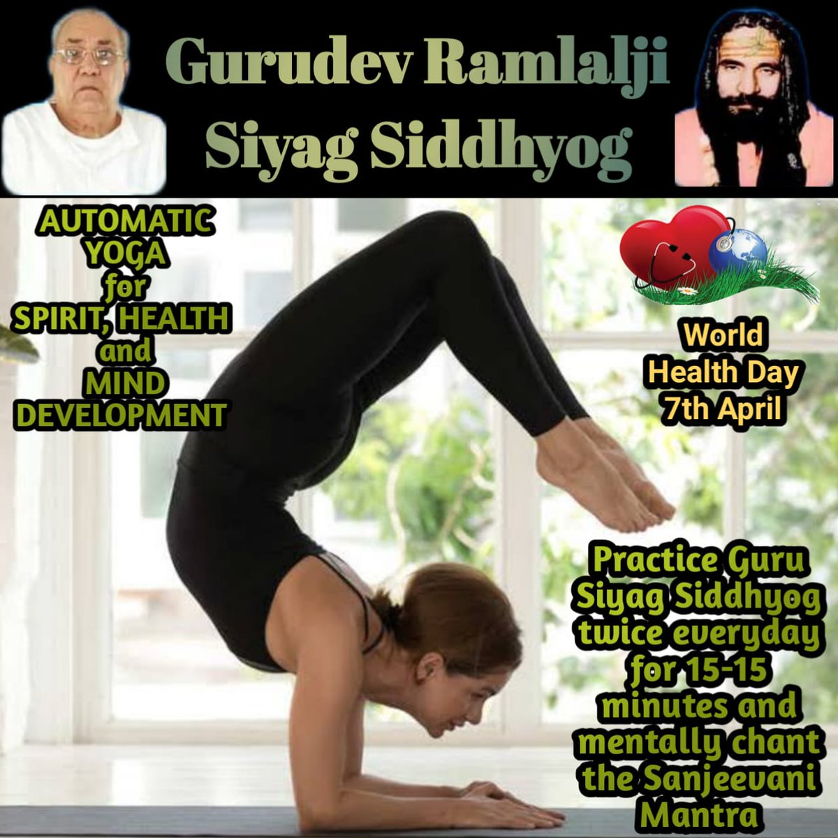 Don’t take your health lightly.
We often lose health when we are busy accumulating wealth.
Gurudev Ramlalji Siyag Siddhyog world best yoga meditation makes body healthy
#worldhealthdaywithyoga
