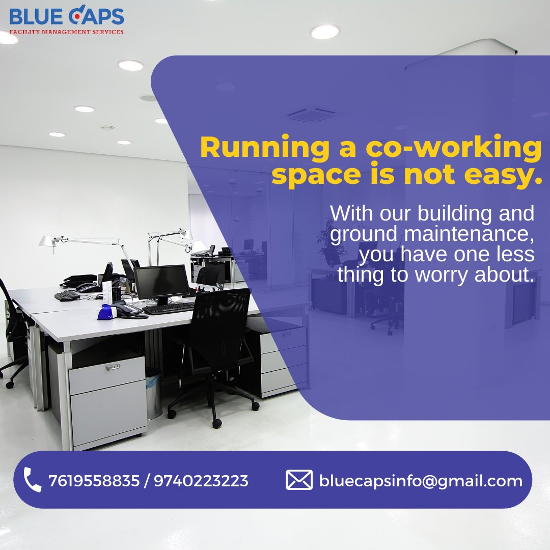 Caps_Facility's tweet photo. Running a co-working space is not easy!
#bluecapsfms #fms #Disinfection #cleaning #cleaninghacks #facilitymanagementservices #sanatization #deepcleaningservice #manpowersupply #hygiene #sanitizationservice #cleaningservice https://t.co/VAD3MkVFyc