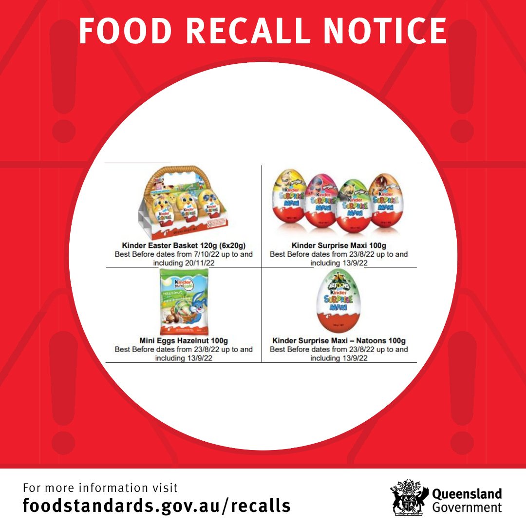 Queensland Health on Twitter "⚠️ Food recall notice ⚠️ 🥚Kinder Easter
