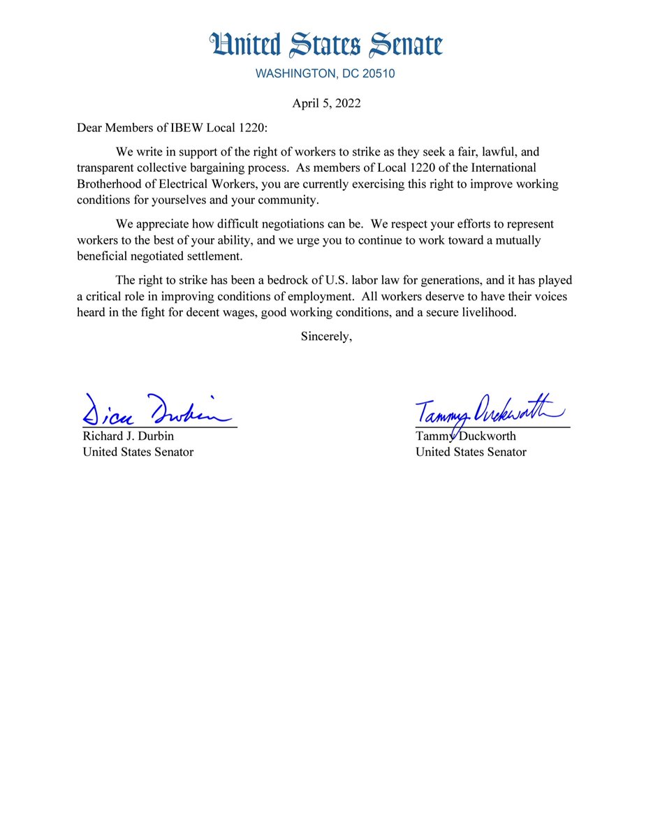 Window2workers's tweet photo. A huge thank you to Senator Duckworth and Senator Durbin for writing their support to our bargaining unit members at @wttw. https://t.co/gJcCE998Wj