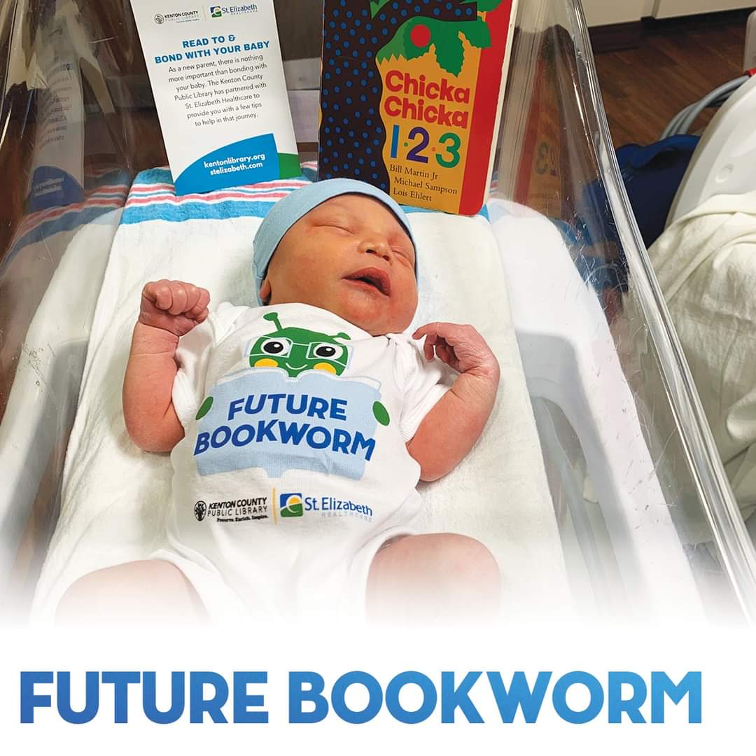 How cool is this!? In honor of National Library Week, 100 babies born this week at St. Elizabeth will be ready to read with this cute onesie, a board book and information about early childhood literacy thanks to Kenton County Public Library. 🥰
