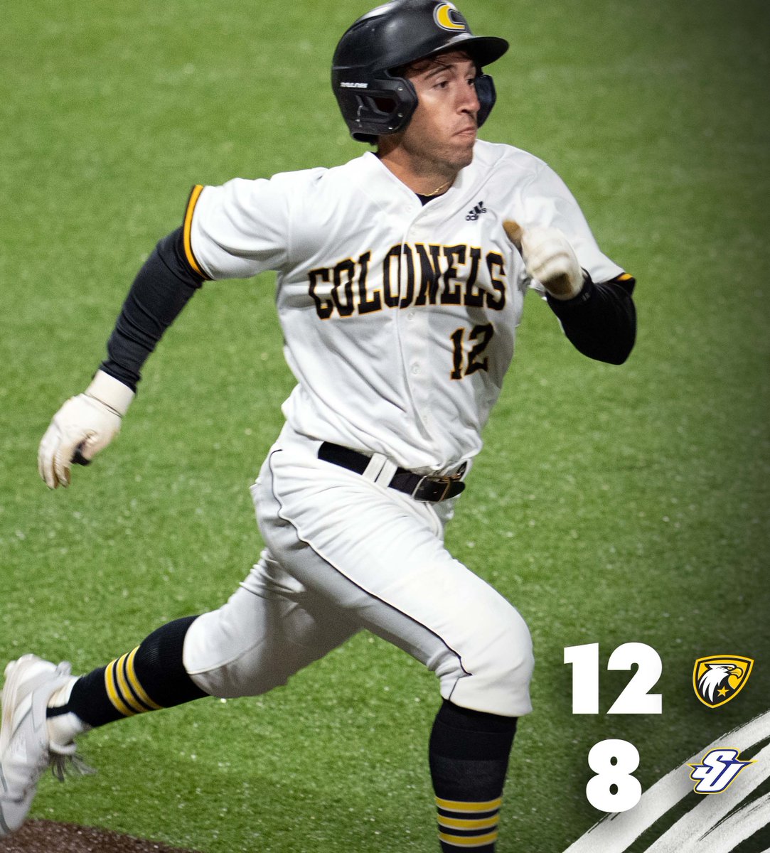 CentreAthletics's tweet photo. ⚾️ | @CentreBaseball was an offensive machine tonight, scoring 12 runs on 16 hits in a win over Spalding under the lights! #GoldRush https://t.co/KlUeUMn0o2 https://t.co/aNcnQKeFS1