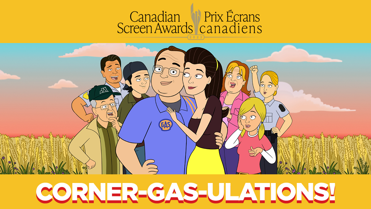 2 CSAs (Best Animated Series and Best Direction) for a comedy and team who changed my life! Thank you <a href="/BrentButt/">Brent Butt</a>, @CTVComedy, our cast, writers and all involved in Corner Gas. Here's to capping off an 18 year run with a trophy, so many friends and so much laughter. xo