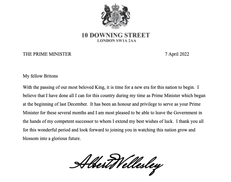 duk_Gov's tweet photo. A Message from The Former Prime Minister, and congratulations to the New Prime Minister @_DylanRX https://t.co/vwdKPth0Yi