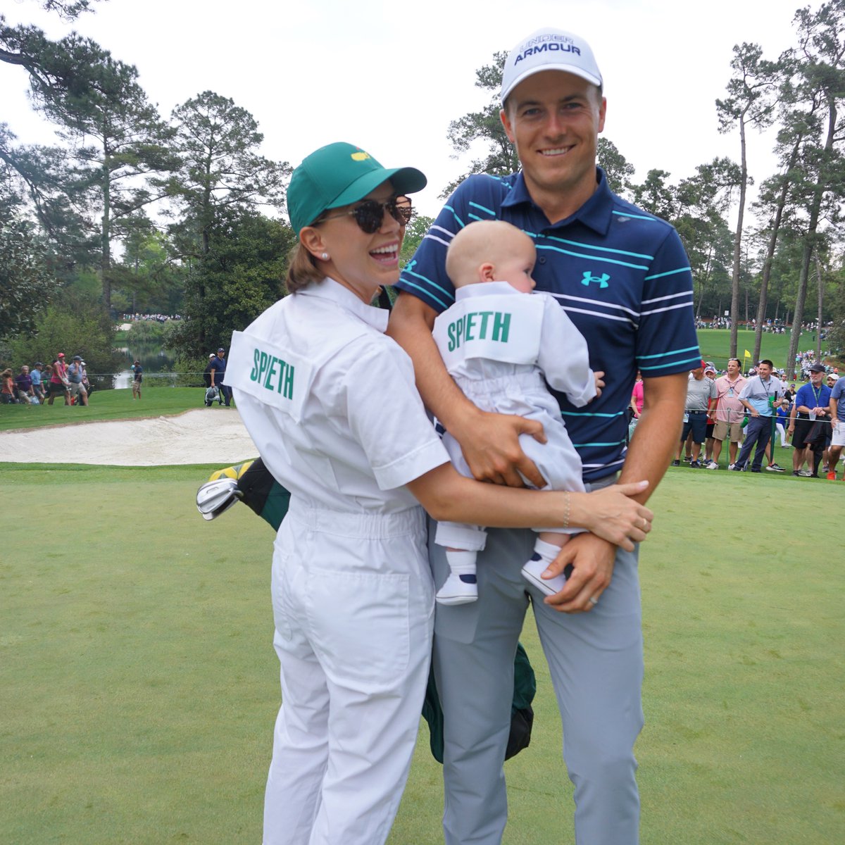 Rain cut Sammy’s caddie debut short but he looked the part! <a href="/TheMasters/">The Masters</a>