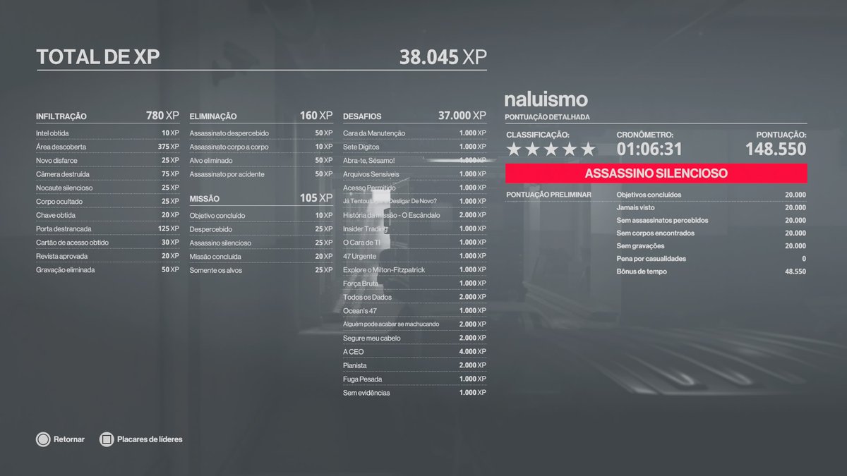 NaluBap's tweet photo. O máximo de desafios que eu consegui fazer até hoje, de uma vez só e sem evidências, no Hitman 2. #orgulho https://t.co/9gmDSkk7CW