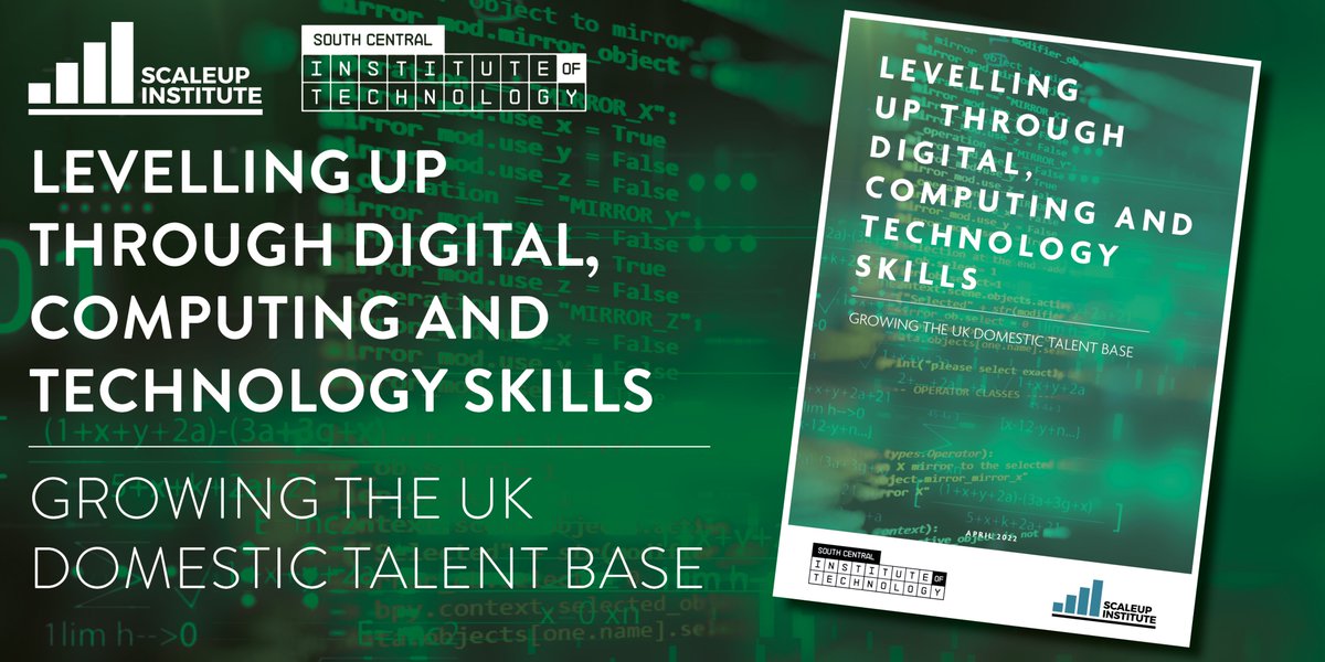 Our new insights paper "Levelling up through digital, computing and technology skills" with <a href="/SouthCentralIOT/">South Central IOT</a> looks at the importance of growing the UK talent base. Find out more and help revolutionise and inspire a digital generation. #scaleuptalent

scaleupinstitute.org.uk/reports/levell…