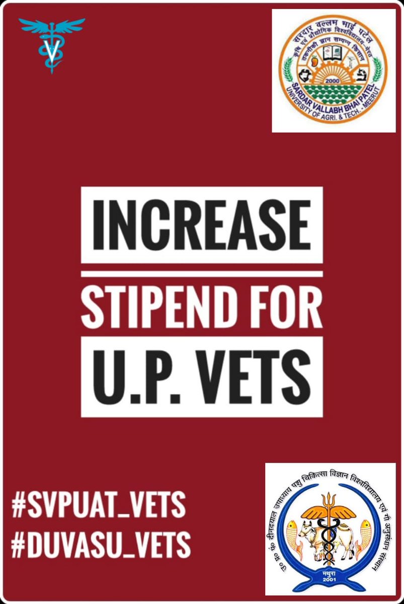 AnandAw33684278's tweet photo. #Increase_UP_vets_Stipend
#SVPUAT_Meerut
#DUVASU_Mathura
#ANDUAT_Ayodhya
@myogiadityanath @CMOfficeUP @ANINewsUP @drsanjeevbalyan @Aamitabh2 @brajeshpathakup  @dharampalbjpmla @ktakshish @atul1chaturvedi @PRupala @VikasSaraswat @atulpradhansp @SangeetSomBJP https://t.co/NzHgWg82QN