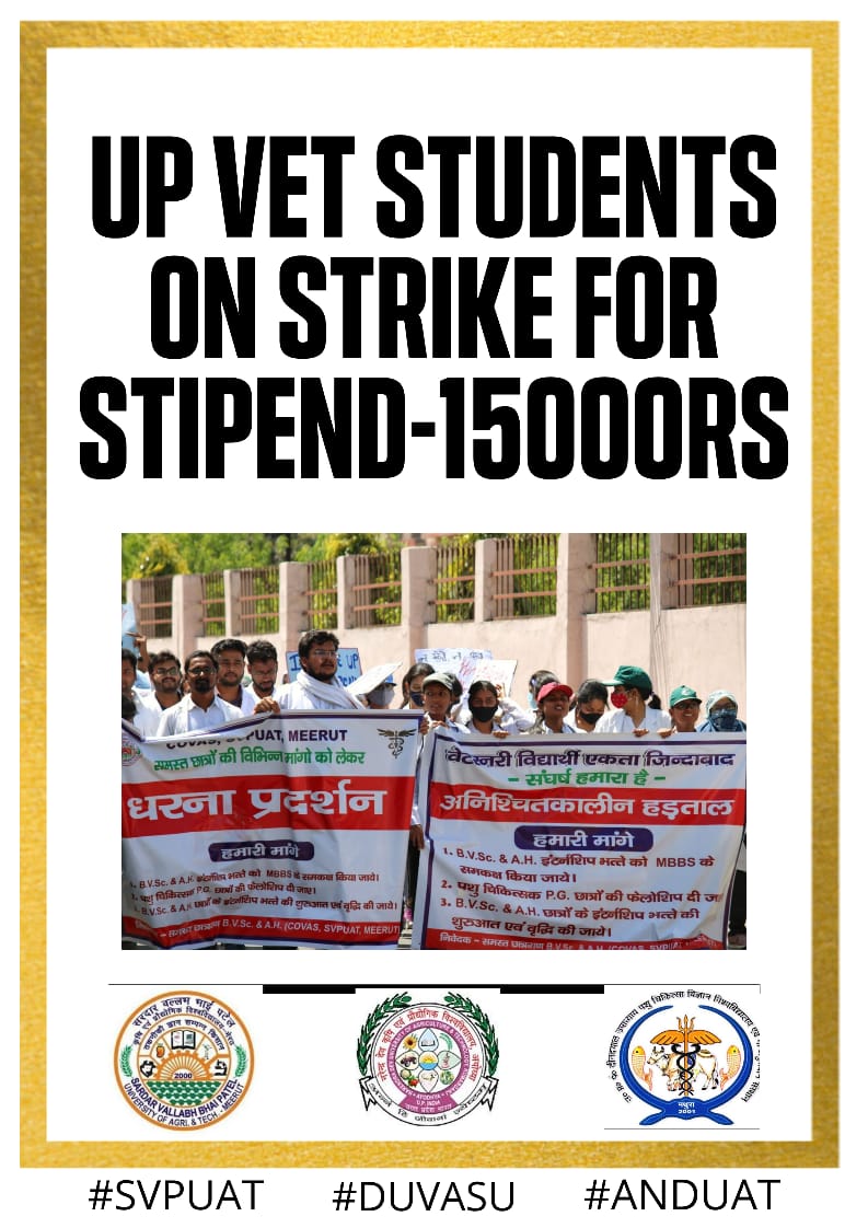 #Increase_UP_vets_Stipend
#SVPUAT_Meerut
#DUVASU_Mathura
#ANDUAT_Ayodhya
<a href="/myogiadityanath/">Yogi Adityanath</a> <a href="/CMOfficeUP/">CM Office, GoUP</a> <a href="/ANINewsUP/">ANI UP/Uttarakhand</a> <a href="/drsanjeevbalyan/">Dr. Sanjeev Balyan</a> <a href="/Aamitabh2/">Amitabh Agnihotri</a> <a href="/brajeshpathakup/">Brajesh Pathak</a>  <a href="/dharampalbjpmla/">Dharampal Singh</a> <a href="/ktakshish/">Ashish Mishra</a> <a href="/atul1chaturvedi/">atul chaturvedi</a> <a href="/PRupala/">Parshottam Rupala</a> <a href="/VikasSaraswat/">Vikas Saraswat</a> <a href="/atulpradhansp/">Atul Pradhan</a> <a href="/SangeetSomBJP/">Sangeet Singh Som</a>