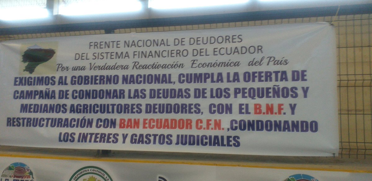 sr precidente cumpla su oferta de campaña de con donar las deudas de lo campecino con la banca publica es una deuda in morar x nos sumaron intereses sobre intereses y el agro esta quebrado empiece sus pendiendo los juicios de coactiva