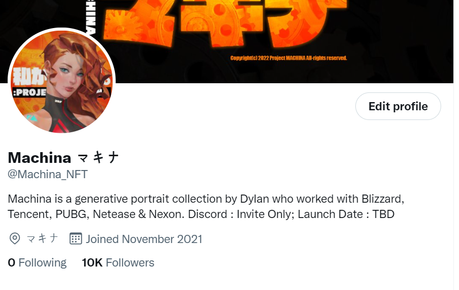 0xpyeongyang's tweet photo. Zero marketing fee. 100% organic. Took exactly 3 weeks to hit 10K. @Machina_NFT https://t.co/hc9rNxYM4o