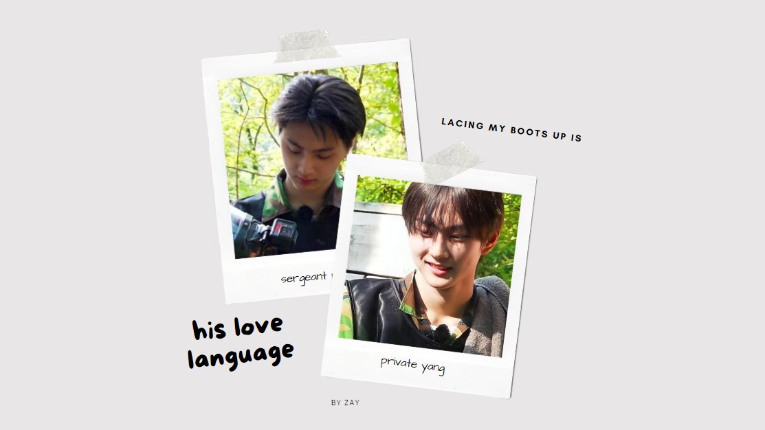 ⸙. lacing my boots up is jeng's love language.
 — jaywon military drabble

•↷ private!jungwcn sergeant!jeng.
•↷ assume inaccurate details