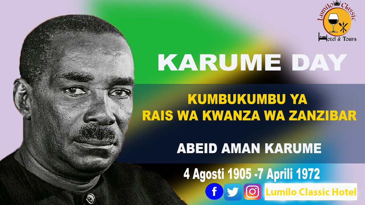 LumiloH's tweet photo. Uongozi na wafanyakazi wa Lumilo Classic Hotel wanawatakia watanzania wote maadhimisho mema ya kumbukumbu ya shujaa wa mapinduzi Mh. Abeid Amani Karume, Rais wa kwanza wa Zanzibar na makamu wa kwanza wa Rais wa Tanzania.

#Karumeday2022 #Iringa #Iringampya #hotel #tbt #Tanzania https://t.co/RhiQemH9kt