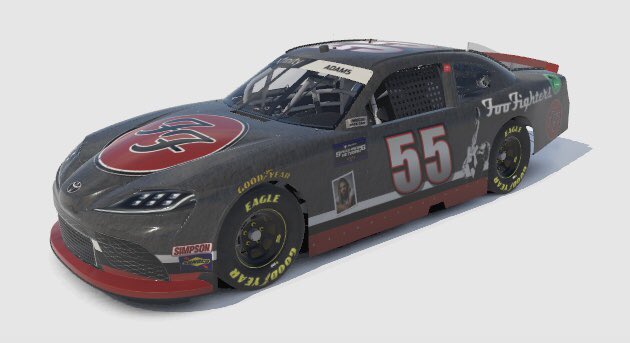 PhillyJesse55's tweet photo. Best paint scheme I’ve created yet #RIPTaylorHawkins @foofighters @iRacing @tradingpaints @lefty_designs #HeyLefty #NASCAR https://t.co/8cCOnUrsqR