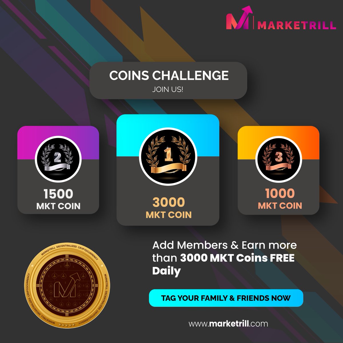 marketrill's tweet image. Grand  coins  Competition where you can earn more than 3000 coins by just adding more members.

Tag your friends and family members who need to see this 

#networking #networkmarketing #cryptocurrency #rewards #marketrill #freecoins #journeybegins #marketrill #signup