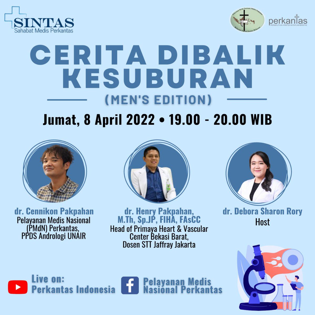 📍 Youtube Perkantas Indonesia: bit.ly/SINTAS8Apr
📍 FB Pelayanan Medis Nasional Perkantas: bit.ly/SINTAS8AprFB

Kami juga membuka live chat Youtube bagi yang ingin mengajukan pertanyaan. Sampai ketemu 😊
#Infertility #SINTAS #SahabatMedisPerkantas