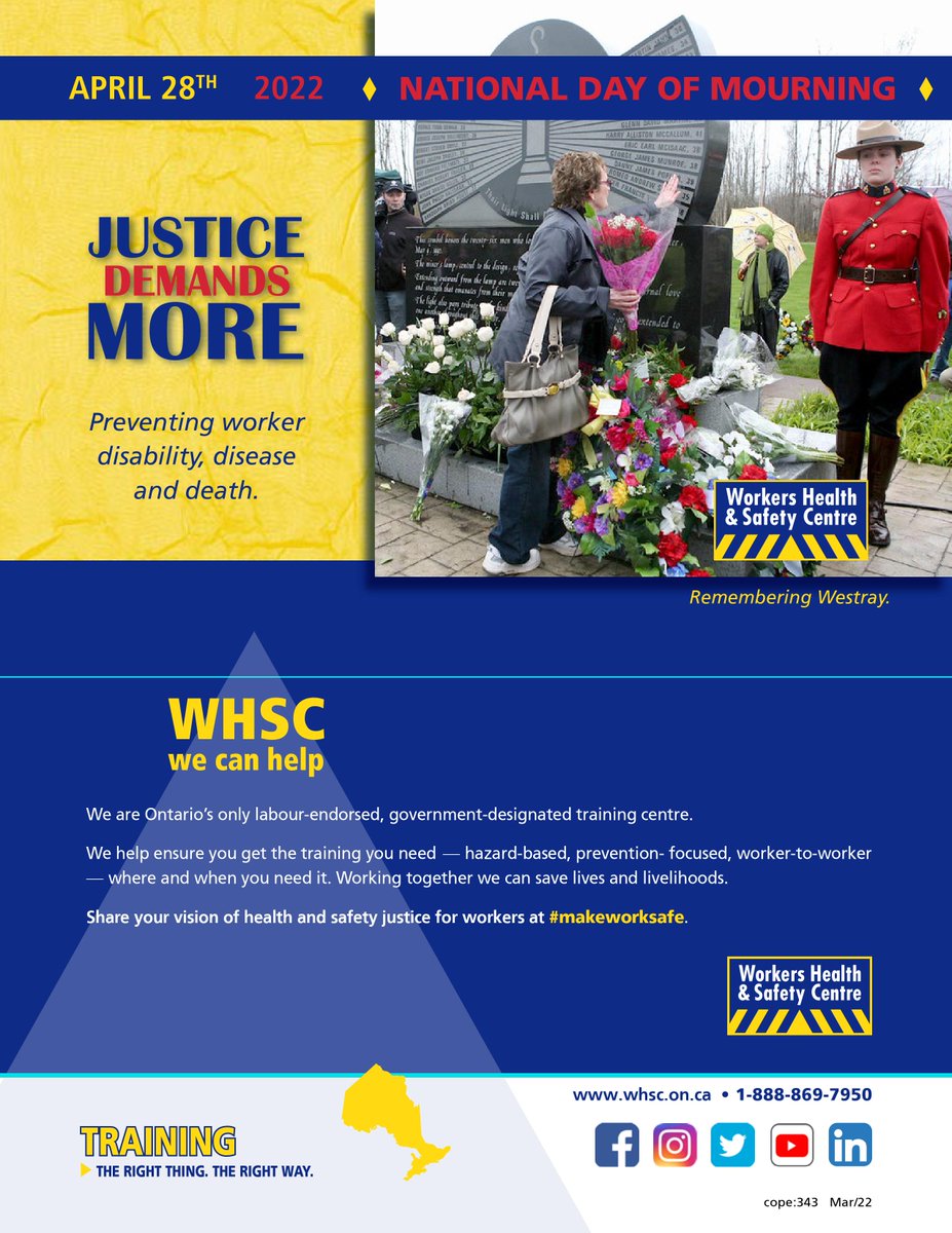 CornwallLabour's tweet photo. Please join us on April 28th, 2022 @ 11:45am at the Day of Mourning Monument #DayOfMourning https://t.co/kYBKFrGqVT
