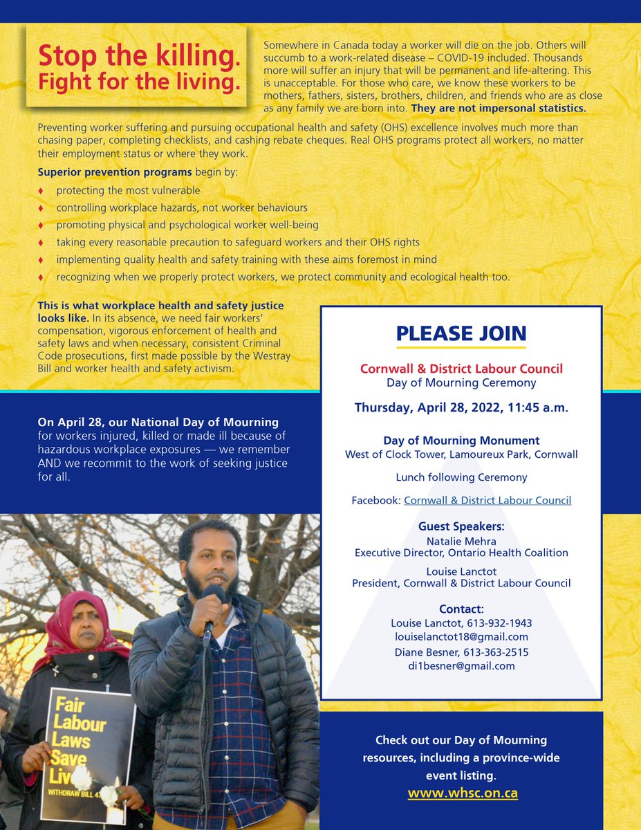 Please join us on April 28th, 2022 @ 11:45am at the Day of Mourning Monument #DayOfMourning