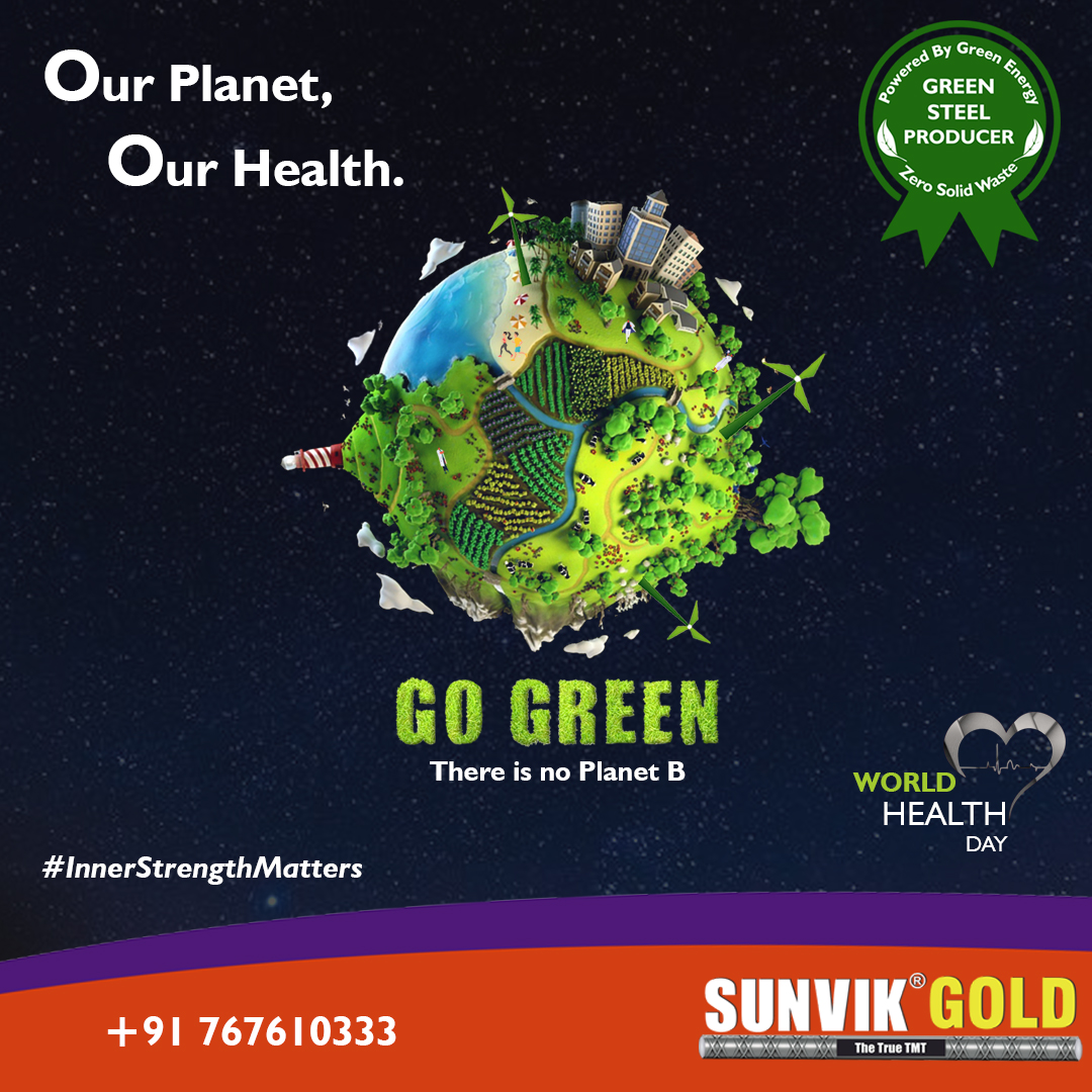Sunvik_Steels's tweet photo. World Health Day theme for 2022 rightly states " Our Planet, Our Health". Go Green for a Healthier Tomorrow.
#worldhealthday #WHO #healthiertomorrow #worldhealthday2022 #health #healthyfood #healthyliving #healthcare #healthylifestyle #life #sunviksteels #sunviktmt #sunvikgold https://t.co/4MUOC7QsLD