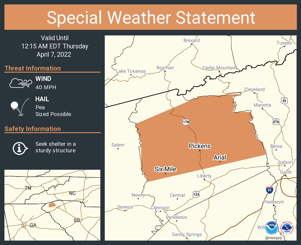 NWS GSP on Twitter "A special weather statement has been issued for